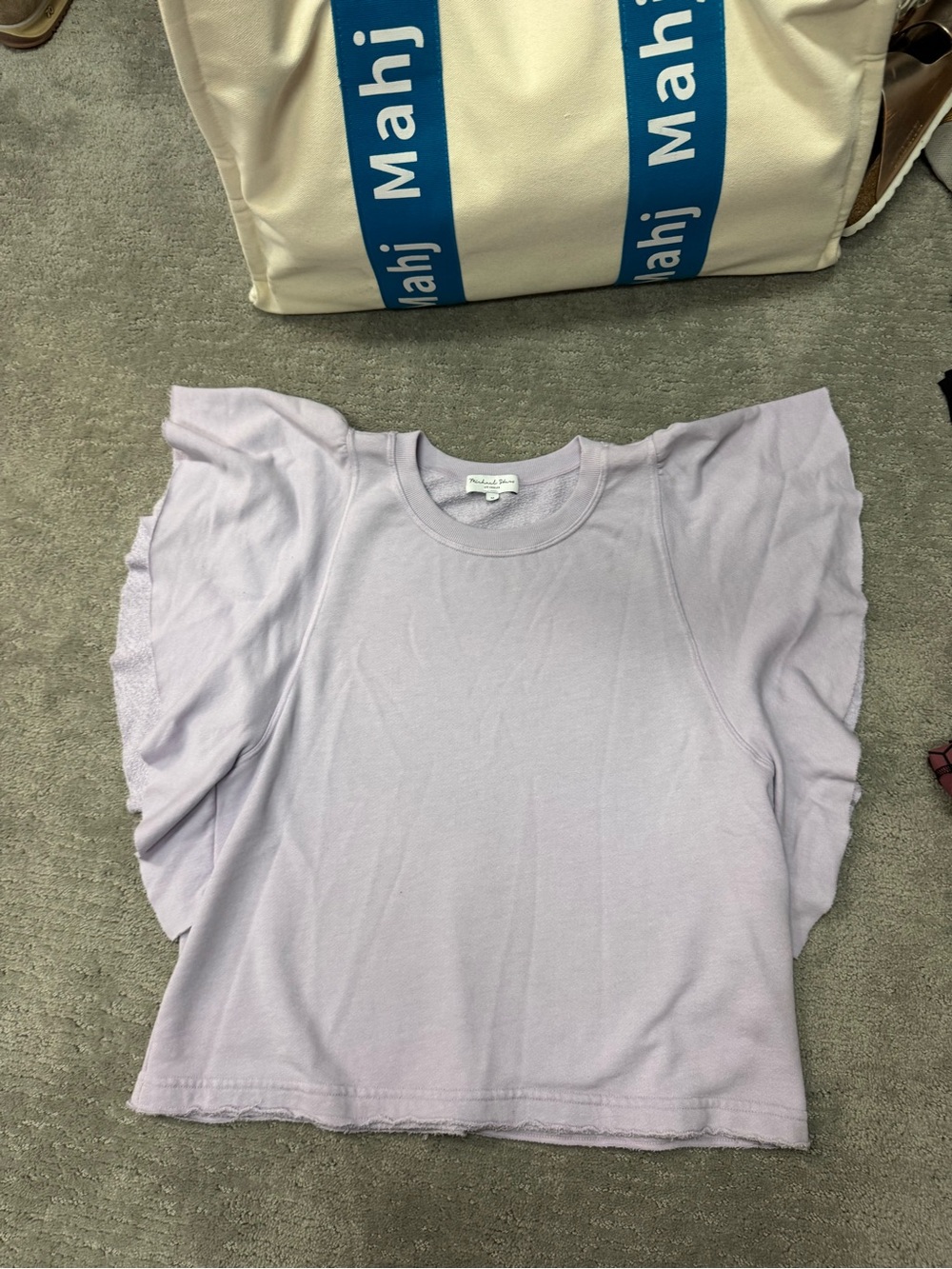 Michael Stars Lavender Ruffle-Sleeve Short Sleeve Tee